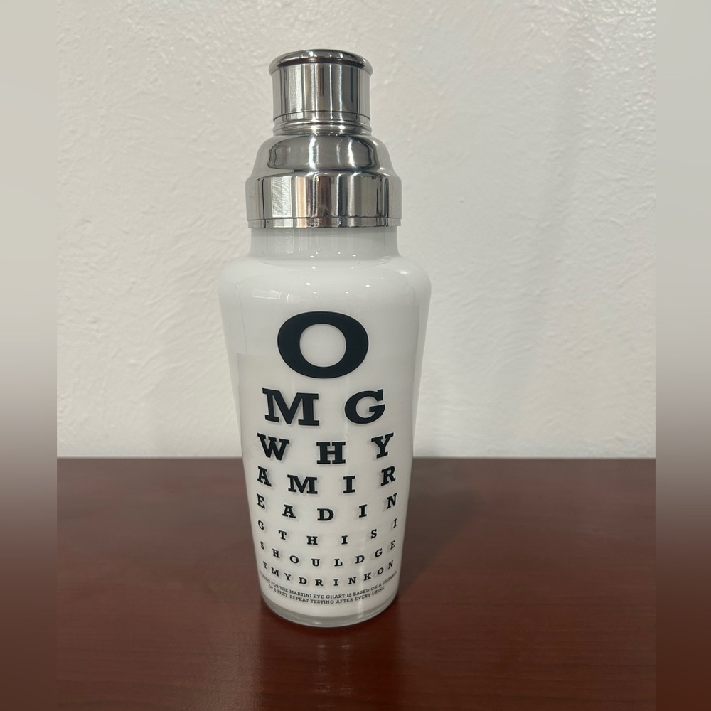 White Funny Eye Chart Drink Mixer